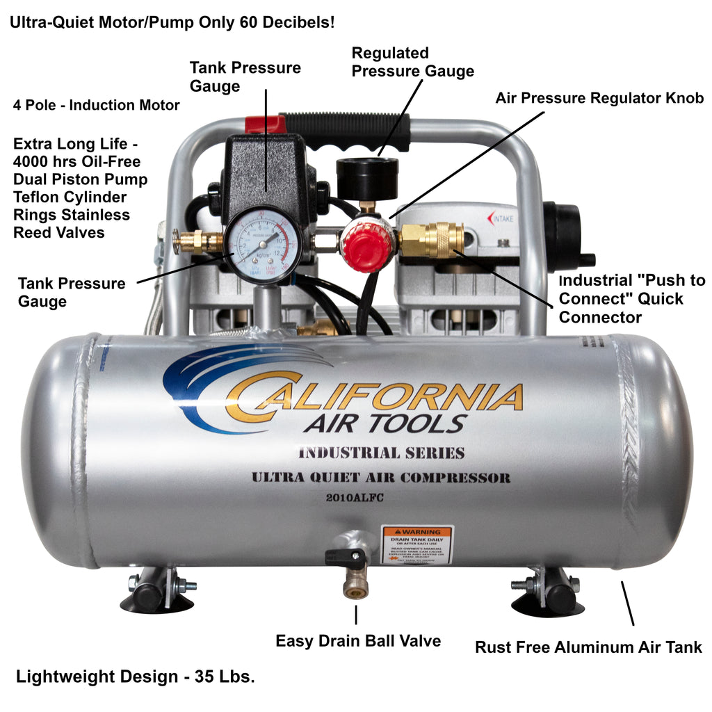 California Air Tools 2010ALFC Industrial Ultra Quiet & Oil Free Air Compressor