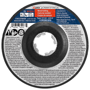 Bosch 4-1/2 In. x .098 In. X-LOCK Arbor Type 27A (ISO 42) 30 Grit Metal Cutting and Grinding Abrasive Wheel