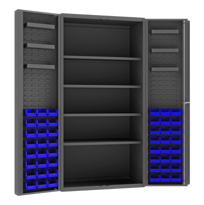 Durham DC36-48-4S6DS-5295 Cabinet, 14 Gauge, 4 Shelves, 6 Door Trays, 48 Blue Bins, 36 X 24 X 72