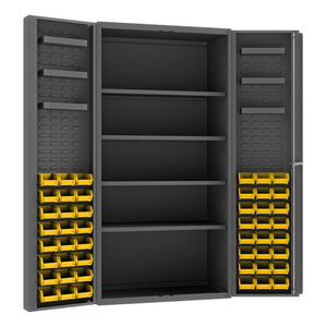 Durham DC36-48-4S6DS-95 Cabinet, 14 Gauge, 4 Shelves, 6 Door Trays, 48 Yellow Bins, 36 X 24 X 72