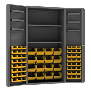 Durham DC36-642S6DS-95 Cabinet, 14 Gauge, 2 Shelves, 6 Door Trays, 64 Yellow Bins, 36 X 24 X 72