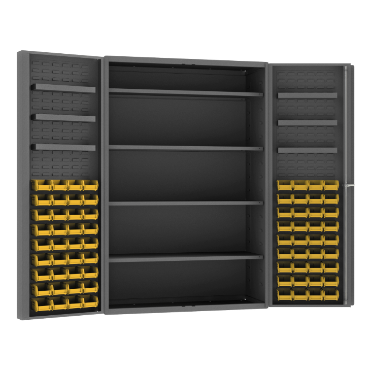 Durham DC48-724S6DS-95 Cabinet, 14 Gauge, 4 Shelves, 6 Door Trays, 72 Yellow Bins, 48 X 24 X 72