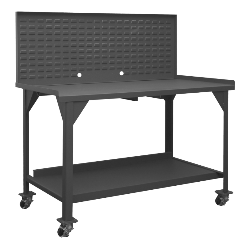 Durham DWBM-3660-BE-LP-95 Mobile Workbench, Louvered Panel, 60 X 36 X 61-5/8