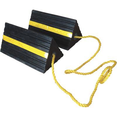 BluBird 2 Pack Double Sided Pyramid Wheel Chock for Aircraft with Nylon Rope, Reflective Tape, Non Slip Grip Design