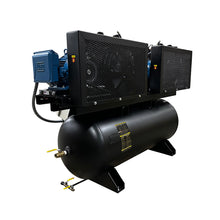 Load image into Gallery viewer, EMAX EP07DW120V3-460 NEMA4 Compliant Weather-Resistant Duplex 15HP Air Compressor, 62 CFM, 460V 3-Phase, 120-Gal Horizontal Tank with Alternating Switch