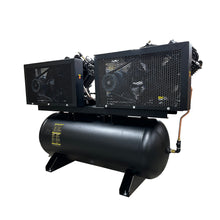 Load image into Gallery viewer, EMAX EP07DW120V1 NEMA4 Compliant Weather-Resistant Duplex 15HP Air Compressor, 62 CFM, 230V 1-Phase, 120-Gal Horizontal Tank with Alternating Switch