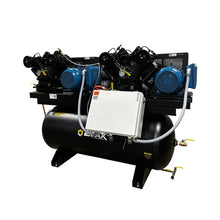 Load image into Gallery viewer, EMAX EP10DW120V3-460 NEMA4 Compliant Weather-Resistant Duplex 10HP Air Compressor, 76 CFM, 460V 3-Phase, 120-Gal Horizontal Tank with Alternating Switch