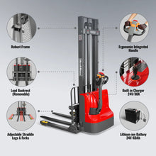 Load image into Gallery viewer, MechMaxx 2640lbs Lithium-ion Electric Straddle Stacker, 138" Lift, Adjustable Legs &amp; Forks, F26-138S