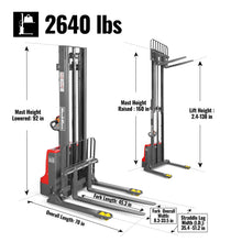 Load image into Gallery viewer, MechMaxx 2640lbs Lithium-ion Electric Straddle Stacker, 138" Lift, Adjustable Legs &amp; Forks, F26-138S