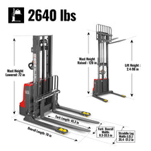 Load image into Gallery viewer, MechMaxx 2640lbs Lithium-ion Electric Straddle Stacker, 98" Lift, Adjustable Legs &amp; Forks, F26-98S