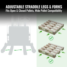 Load image into Gallery viewer, MechMaxx 2640lbs Electric Straddle Stacker, 118" Lift, Adjustable Legs &amp; Forks, F26-118SLA
