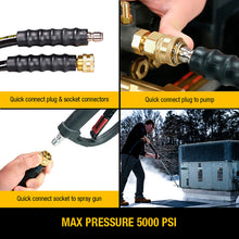 Load image into Gallery viewer, DEWALT 80341 3/8" x 50' 5000 PSI Polyurethane Pressure Washer Hose with Steel Quick Connect &amp; Plug