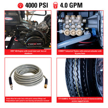 Load image into Gallery viewer, Simpson Mobile Trailer 95016 Hot Water Pressure Washer, 4000 PSI @ 4.0 GPM, CRX® 420cc Electric Start, COMET Triplex, Gas, 49-State