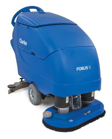 Clarke 05428A FOCUS® II Cylindrical 28 Automatic Floor Scrubber 312 Ah maint-free (AGM) batteries, onboard charger, brushes and chemical mixing system