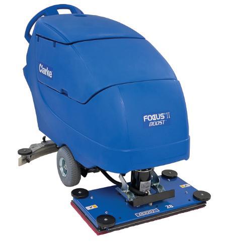 Clarke 05374A FOCUS® II BOOST 28® Automatic Floor Scrubber 312 Ah maint-free (AGM) batteries, onboard charger, pad holder