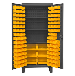 Durham HDC36-102-3S95 Cabinet, 12 Gauge, 3 Shelves, 102 Yellow Bins, 36 X 24 X 78