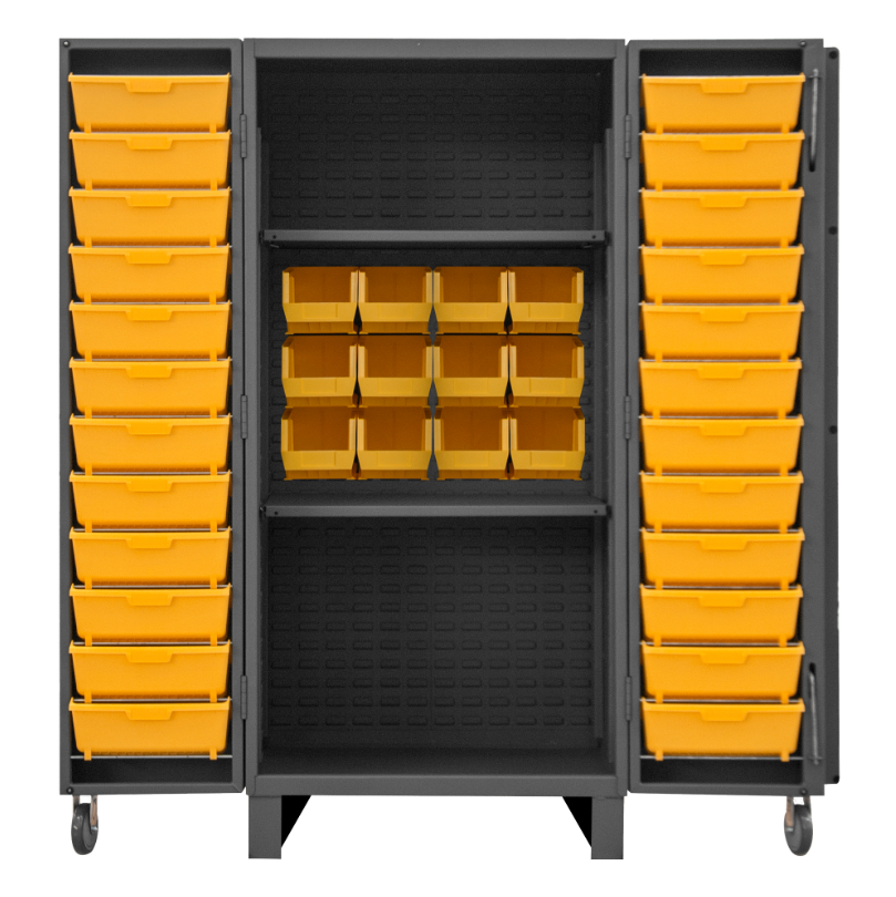 Durham HDC36-24DC24TB2S95 Cabinet, 12 Gauge, 2 Shelves, 36 Bins, 36 X 36 X 78