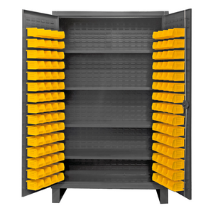 Durham HDC48-120-4S95 Cabinet, 12 Gauge, 4 Shelves, 120 Yellow Bins, 48 X 24 X 78