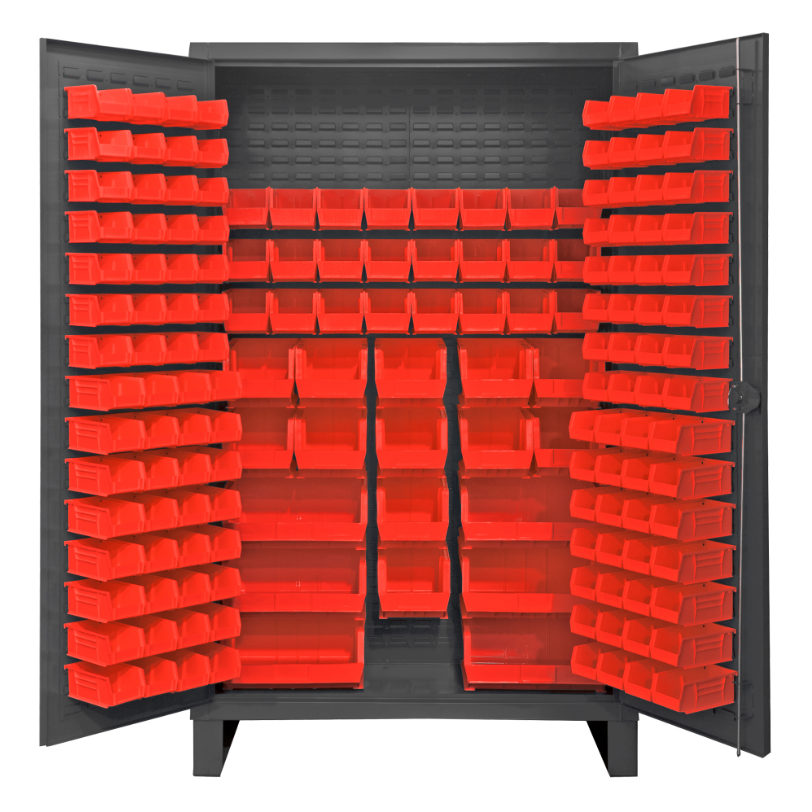 Durham HDC48-162-1795 Cabinet, 12 Gauge, 162 Red Bins, 48 X 24 X 78