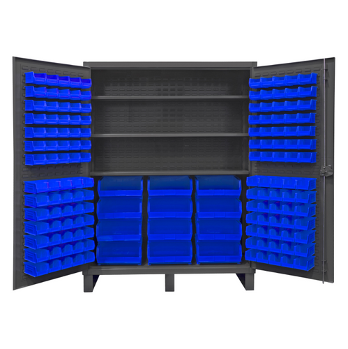 Durham HDC60-156-3S5295 Cabinet, 12 Gauge, 3 Shelves, 156 Blue Bins, 60 X 24 X 78