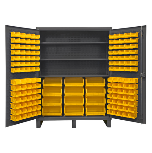 Durham HDC60-156-3S95 Cabinet, 12 Gauge, 3 Shelves, 156 Yellow Bins, 60 X 24 X 78