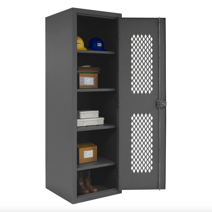 Durham HDCL-242478-4S-95 Ventilated Locker, 16 Gauge, 4 Adjustable Shelves, 24 X 24-1/8 X 78