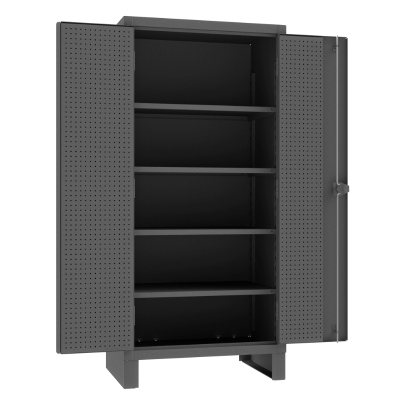 Durham HDCP244878-PB32-4S95 Pegboard Cabinet, 12 Gauge, 4 Adjustable Shelves, 32 Peg Hooks, 48 X 24 X 78