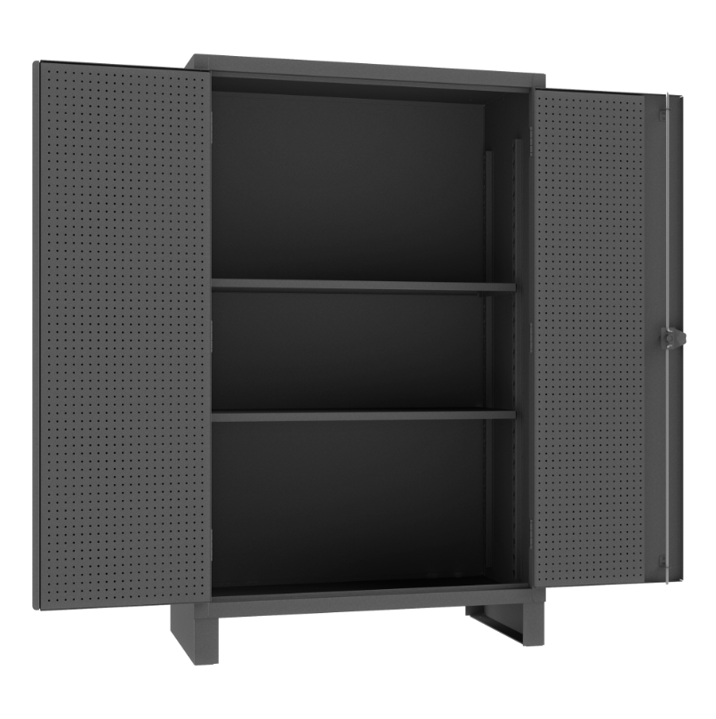 Durham HDCP304878-2S95 Pegboard Cabinet, 12 Gauge, 2 Adjustable Shelves, 48 X 30 X 78