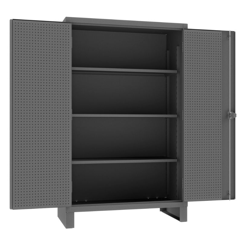 Durham HDCP244878-3S95 Pegboard Cabinet, 12 Gauge, 3 Adjustable Shelves, 48 X 24 X 78