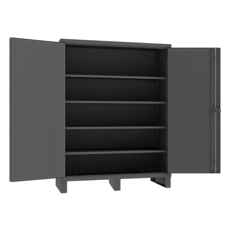 Durham HDCP246078-4S95 Pegboard Cabinet, 12 Gauge, 4 Adjustable Shelves, 60 X 24 X 78