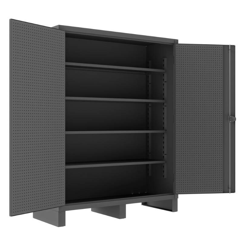 Durham HDCP246078-PB32-4S95 Pegboard Cabinet, 12 Gauge, 4 Adjustable Shelves, 32 Peg Hooks, 60 X 24 X 78