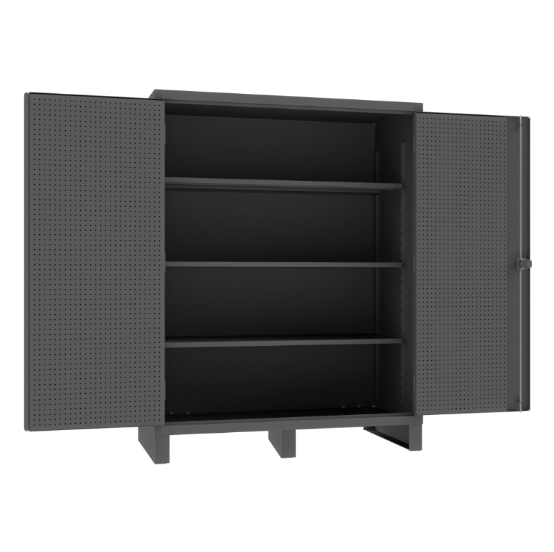 Durham HDCP306078-3S95 Pegboard Cabinet, 12 Gauge, 3 Adjustable Shelves, 60 X 30 X 78