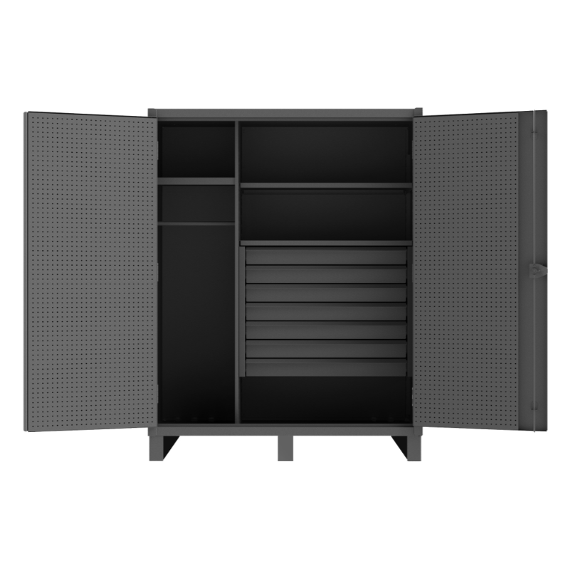 Durham HDWCP246078-7M95 Wardrobe Cabinet, Pegboard Doors, 3 Shelves, 7 Drawers, Hanger Bar, 60 X 24 X 78