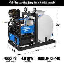 Load image into Gallery viewer, MechMaxx 4000 PSI 4 GPM KOHLER E-Start Engine Hot Water Pressure Washer Skid Mounted with 175 Gal Tank, HPW40KT
