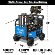 Load image into Gallery viewer, MechMaxx 4000 PSI 4 GPM KOHLER E-Start Engine Hot Water Pressure Washer with Hose Reel, HPW40K