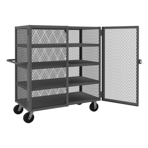 Durham HTL-2448-DD-4-95 Mesh Truck, 3 Fixed Shelves, 1 Base Shelf, 24 X 48, 2000 Lbs. Capacity