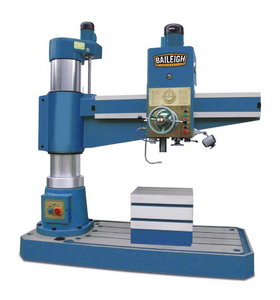 Baileigh Industrial - 220V 3Phase Hydraulic Radial Drill,  MT5 Spindle, Includes Quick and Tappinig Chuck