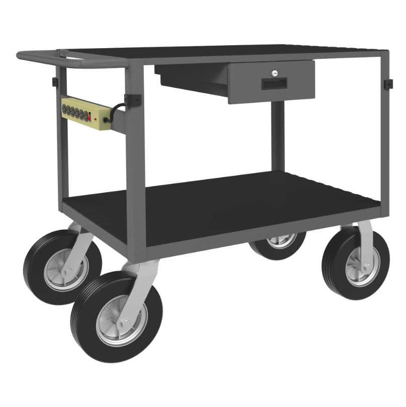 Durham IC24361DRPS10SPN95 Instrument Cart, 2 Shelves, 24 X 36, 4 Bumper Corners, Power Strip