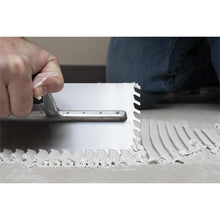 Load image into Gallery viewer, Marshalltown LF1411SD ¼” Carbon Steel LayFlat Notch Trowel- DuraSoft Handle (11X4.5”Blade) w/ Hanger (6/Pack)