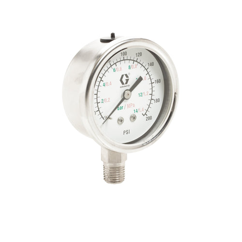 Stainless Steel Low Pressure Fluid Gauge, 0-2 bar (0-30 psi) pressure range