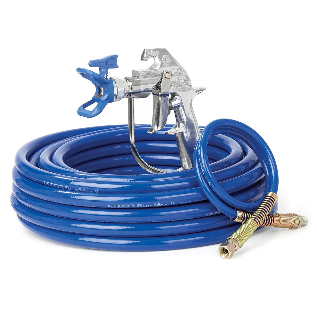 Silver Plus Airless Spray Gun, RAC X, BlueMax II Airless Hose, 3/8 in x 50 ft, 3 ft Whip Hose