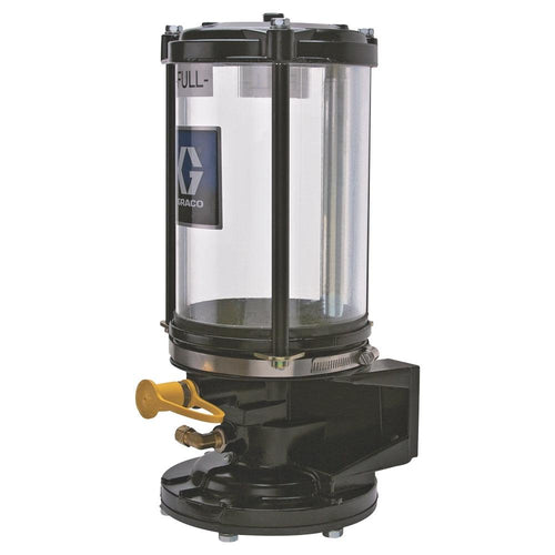 Graco Pneumatic Grease Jockey® Pump with 2.72 kg (6 lb) Reservoir, Straight Fill Port, Front Facing 45° Down Elbow Fluid Outlet