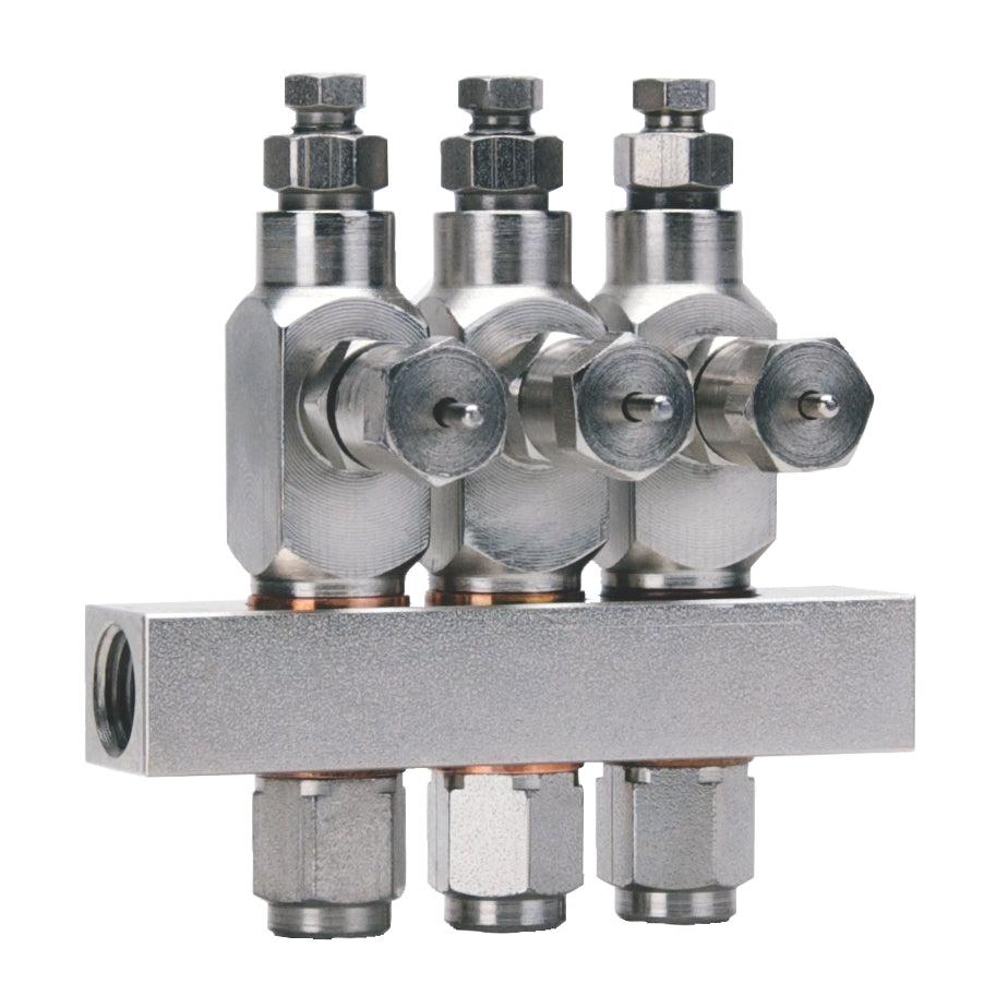 Graco GL-32™ Grease Injector, 304 Stainless Steel, 3-Injector Manifold, 1/8 in. BSPP x 6 mm