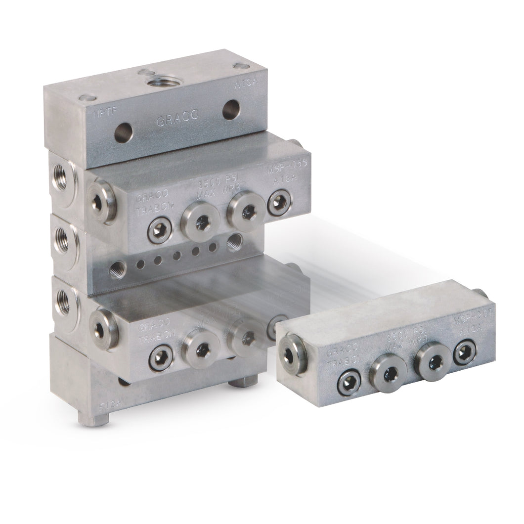 Graco Trabon® MSP Stainless Steel Divider Valve - 4 Section Base Plate Assembly, NPSF