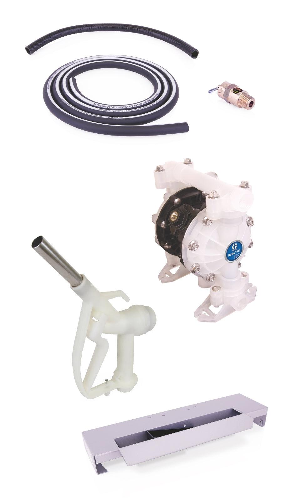 SD™ Blue Pump Drum Package - 2 ft (0.61 m) Suction Hose Length - Manual Nozzle - SST Clamp Fittings