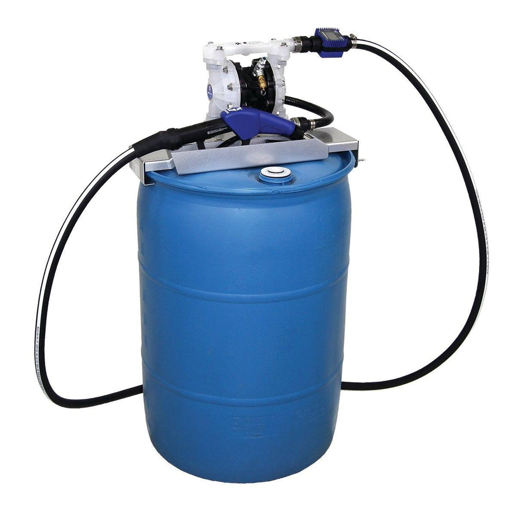 SD™ Blue Pump Drum Package - 2 ft (0.61 m) Suction Hose Length - Automatic Nozzle - SST Clamp Fittings