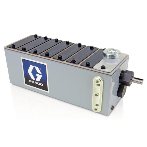 Graco Manzel® MB118 Series Lubricator - 4 Pint (1.9 Liter) Reservoir (4 Pump Stations Max), No Pumps Installed, 118:1 drive on right hand end