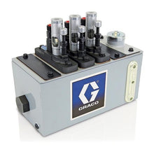 Load image into Gallery viewer, Graco Manzel® MB118 Series Lubricator - 4 Pint (1.9 Liter) Reservoir (4 Pump Stations Max), 1/4 in GBL 7500 Pump (qty 3), 118:1 drive on right hand end