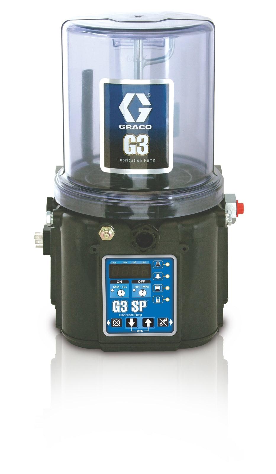 Graco G3™ SP Grease Lubrication Pump, 24 VDC, 4 Liter, Low Level with Controller, Alarm, Manual Run, CPC, 1 Sensor