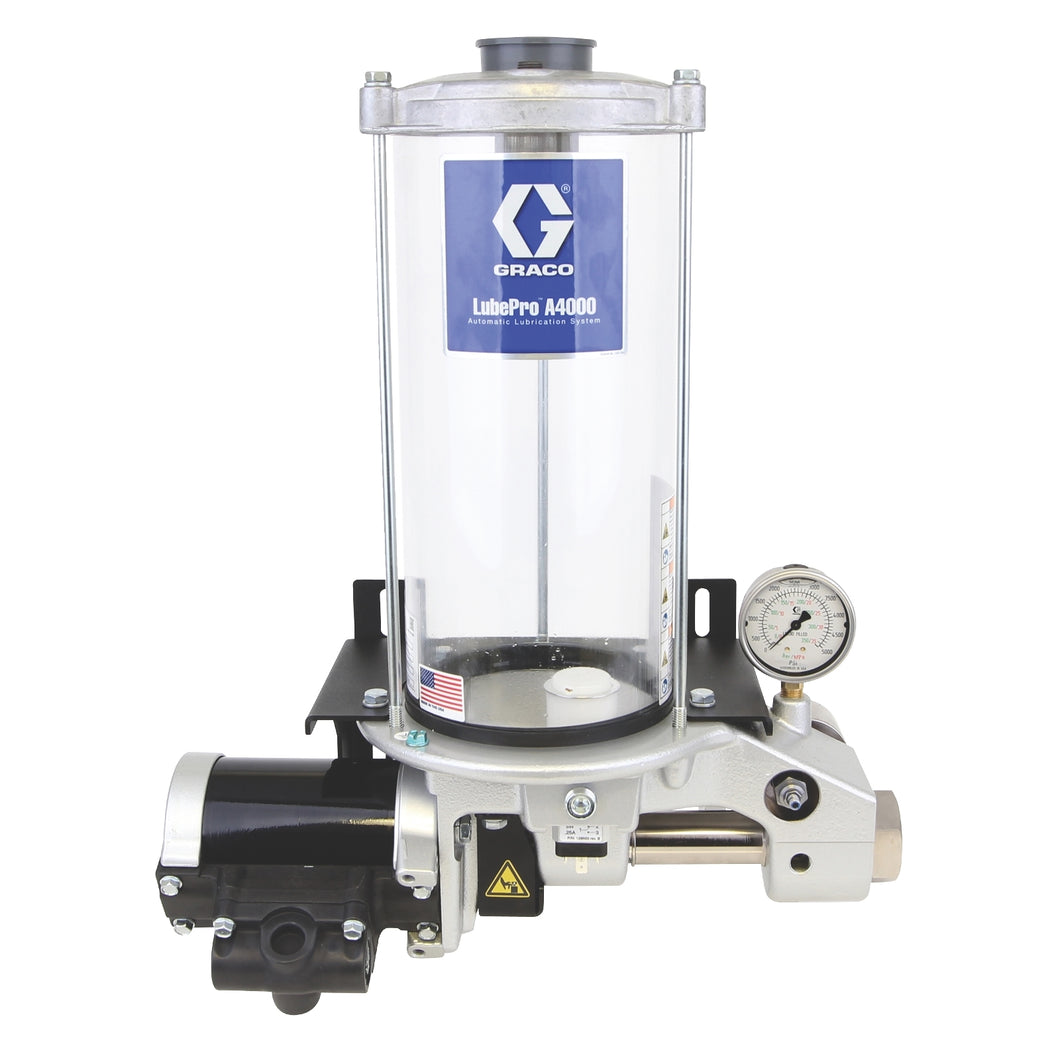Graco LubePro™ A4000 Reciprocating Oil Pump, 5.5 Liter Reservoir, Pneumatic Vent Valve - NPT